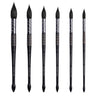 Ensemble de 6 pinceaux aquarelle professionnels Fuumuui avec manches noirs imprimés, viroles argentées et poils d'écureuil pour fournitures d'art.