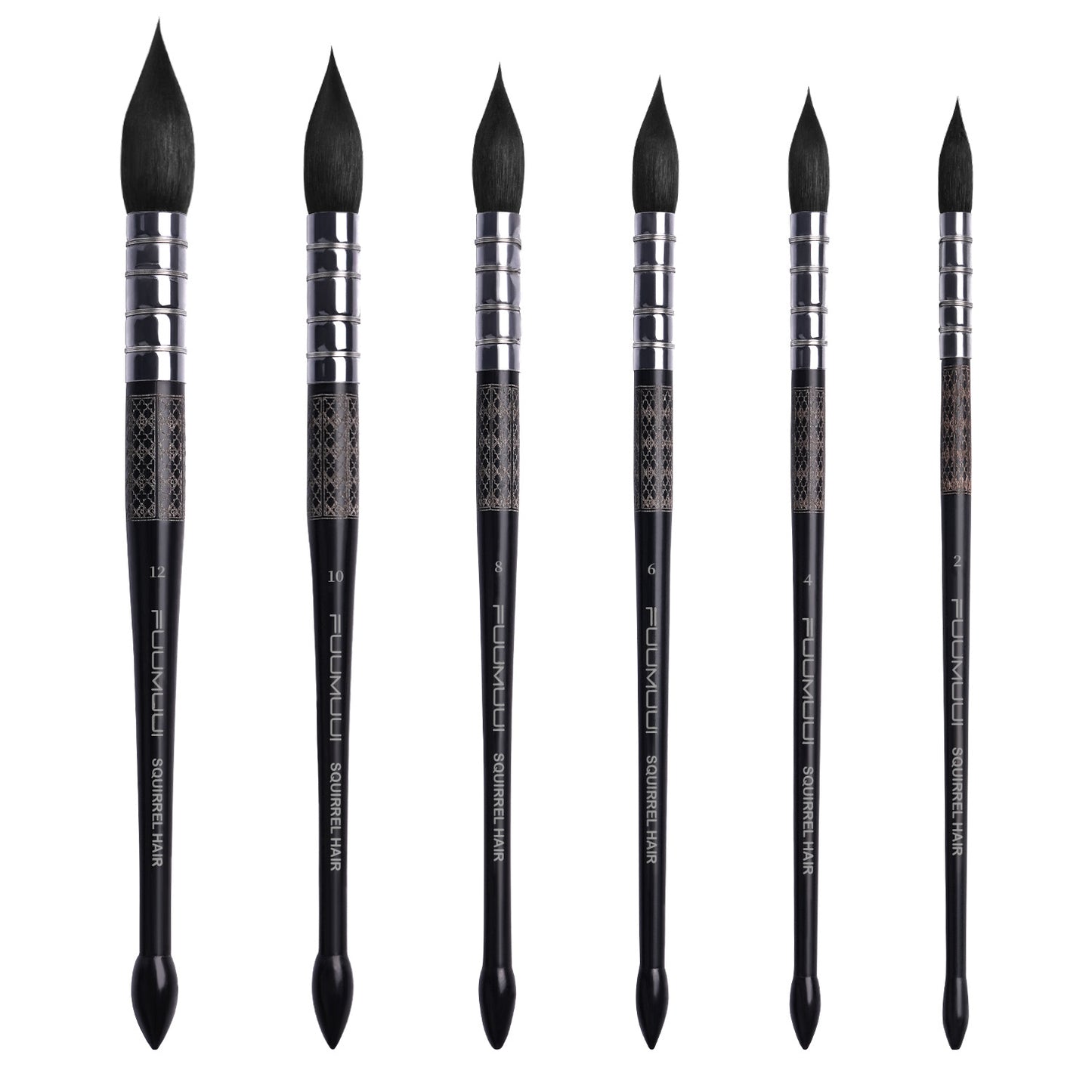 Fuumuui 6Pcs Professional Watercolor Brush with Printed Barrels
