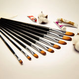 Fuumuui 9pcs professional nylon hair filbert acrylic brushes.