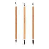 Fuumuui professional calligraphy brushes, a set of three handmade high-quality animal hair art supplies with natural wood handles and hanging loops.