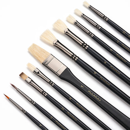 Fuumuui 10pcs professional brush set for acrylic and oil painting