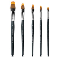 FUUMUUI 5-Piece Dual-Layer Synthetic Filbert Grainer Brush Set for Watercolor & Acrylic