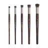 Fuumuui 5pcs Round Natural Badger Hair Brush Set with dark wooden handles and silver ferrules