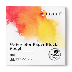 Fuumuui 100% Cotton Watercolor Paper Block - Rough Texture & Cold Press