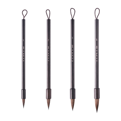 Fuumuui Squirrel Hair Calligraphy Brushes – Set of 4 with Hand-Polished Rosewood and Durable Flat-End Hanging Design