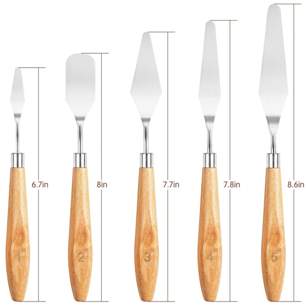 Fuumuui 6pcs Professional Acrylic Brushes & Palette Knife & Wooden easel