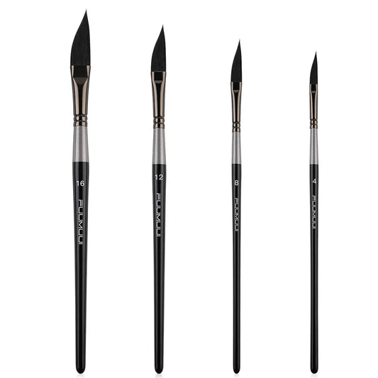 Fuumuui 4pcs Professional Nylon Hair Watercolor Brushes