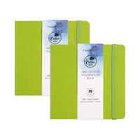 Fuumuui 5.5x5.5" Grass Green Watercolor book – 100% Cotton, 300gsm Cold Press, 30 Sheets, Elastic Band