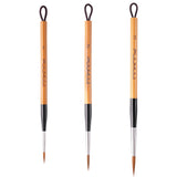 Fuumuui Wolfshaar Kalligraphie Pinsel Set mit 3 Stück, Natürliche Bambusgriffe und Anti-Shedding Messingzwingen