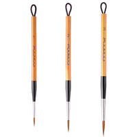 Fuumuui Wolf Hair Calligraphy Brushes – Set of 3 with Natural Bamboo Handle and Anti-Shedding Brass Ferrule