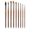 Fuumuui 9pcs professional watercolor brushes set with quill (mop) brush, needle tip, flat, dagger, and round brushes.