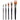 A full set of five professional flat comb brushes with orange synthetic bristles and black handles, arranged by size.