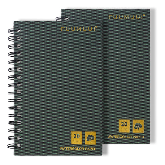 FUUMUUI 20-Sheet A4 100% Cotton Watercolor Paper Pad – Spiral Bound, Heavyweight Artist-Grade Watercolor Sketchbook