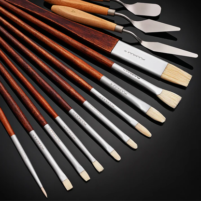 Fuumuui 13pcs Professional Bristle Oil Brushes