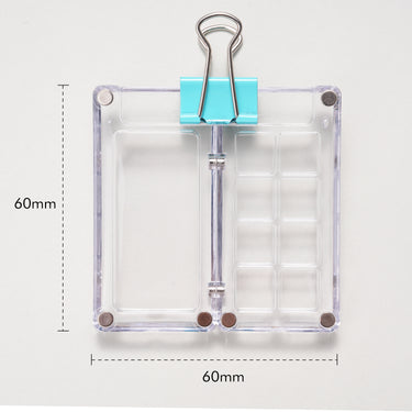 Fuumuui 60x60mm tragbare leere Aquarellfarben-Palette. Transparente Reisefarbpalette aus Kunststoff mit Magnetverschluss für Aquarell-, Gouache- und Acryl-Künstlerbedarf.
