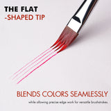 FUUMUUI dual-layer synthetic flat grainer brush creating precise red lines, showcasing its flat tip for seamless blending and versatile watercolor and acrylic art.