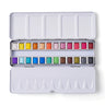 Displaying the FUUMUUI 24-color half-pan metallic solid watercolor paint set.