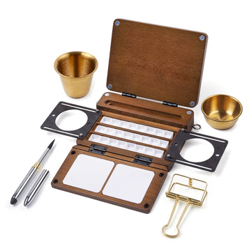 Ensemble de Palette d'Aquarelle Portable à 24 Godets | Comprend un Pinceau de Voyage et des Sangles Multi-Usages, Parfait pour la Peinture en Extérieur