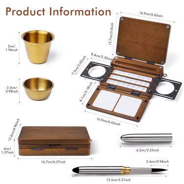 Fuumuui Portable Empty 24-Well Watercolor Palette Set | Includes Travel Brush & Multi-Use Straps, Perfect for Outdoor Painting