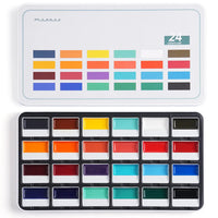 Fuumuui Creamora™ 24-Color Opaque Semi-Solid Watercolor Paint Set | Earthy Color