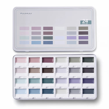Fuumuui Creamora™ 24-Color Opaque Semi-Solid Watercolor Paint Set | Muted Color