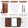 PU leather sketchbook set including 20 sheets of 100% cotton watercolor paper and a #8 nylon round travel watercolor brush. Portable travel sketchbook for professional artists and beginners painting on the go.