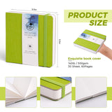 Fuumuui - Blocco per acquerello 5.5x5.5 pollici Verde Erba con 100% cotone, carta da 300gsm pressata a freddo e chiusura con elastico.