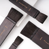 Fuumuui 4er-Pack flache Aquarellpinsel mit dunklen Holzgriffen, ideal für Lasuren, Hintergründe und große Malbereiche.