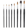 Fuumuui 6pcs professional watercolor brushes, featuring round pointed and flat tips for artists.