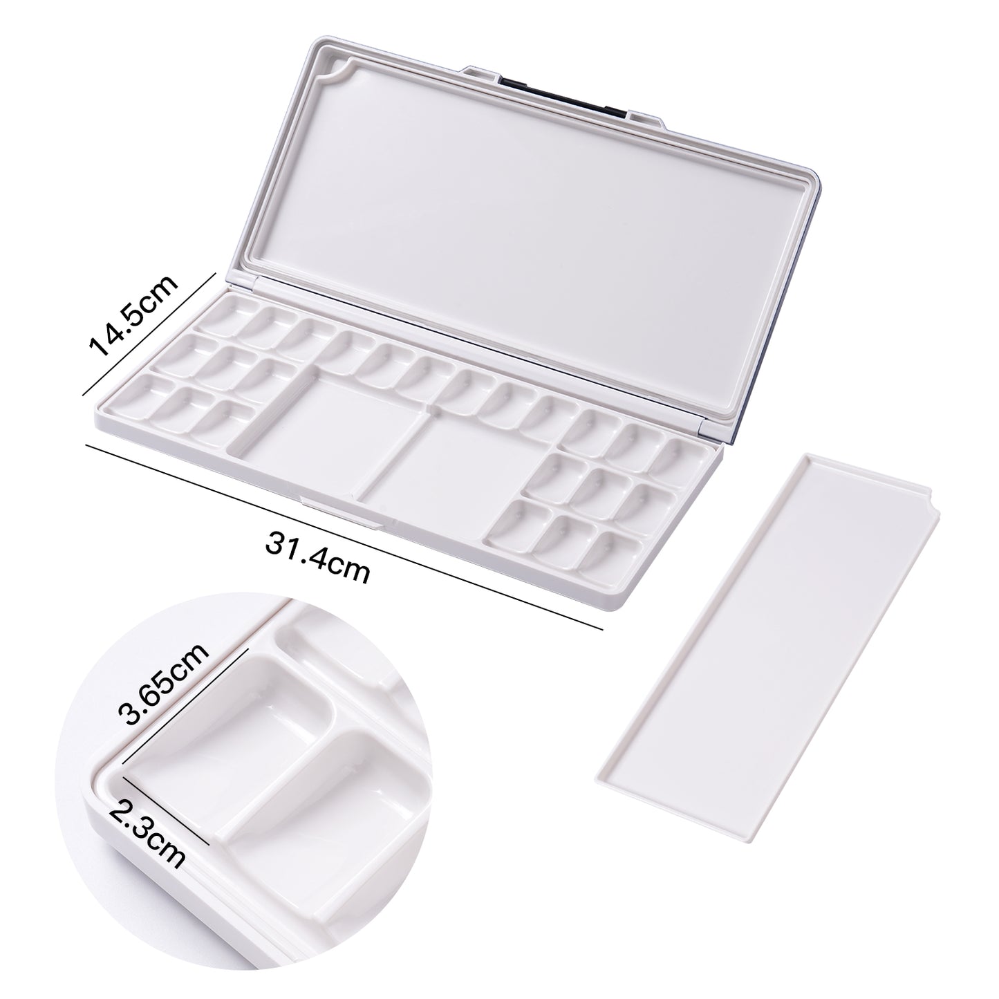 Fuumuui Watercolor Palette Folding with Lid 24wells 2 Mixing Areas and 1 Large Mixing Tray Also for Gouache Acrylic Paint Palette