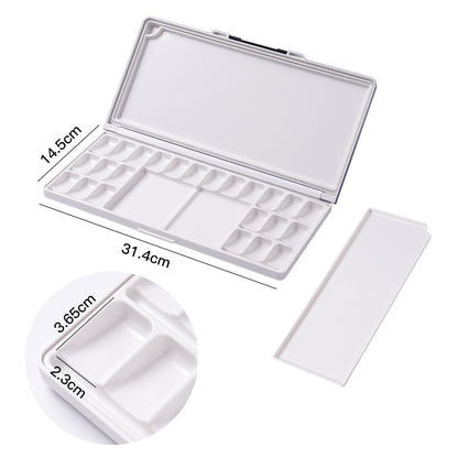 Fuumuui Watercolor Palette Folding with Lid 24wells 2 Mixing Areas and 1 Large Mixing Tray Also for Gouache Acrylic Paint Palette