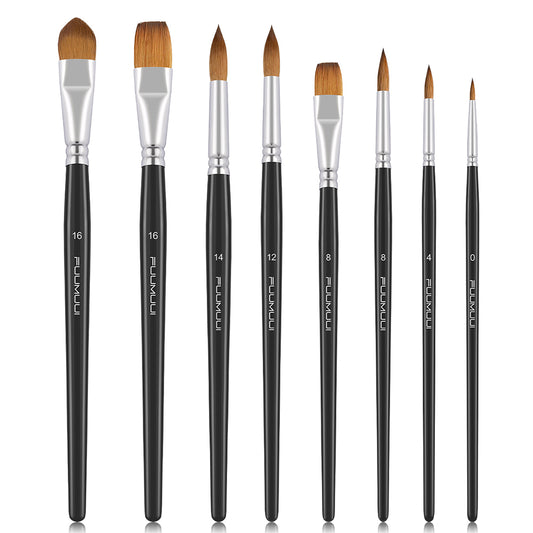 Fuumuui 8pcs Professional Sable Watercolor Brushes