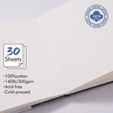 Fuumuui Watercolor Book 7.6x7.6 cold-press 100% cotton with 30 acid-free 140lb/300gsm sheets, Fuumuui Art Supplies.