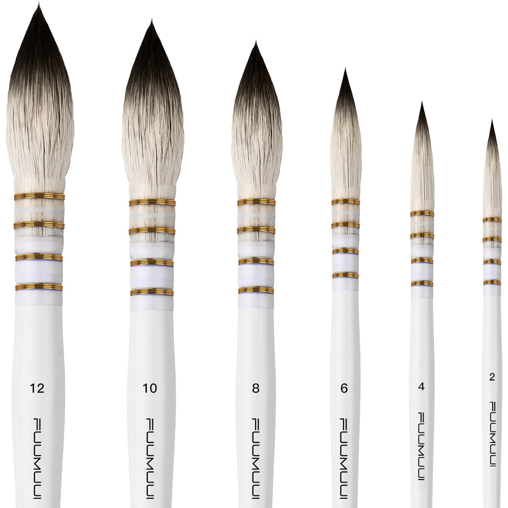 Fuumuui 6pcs Professional Watercolor Brushes