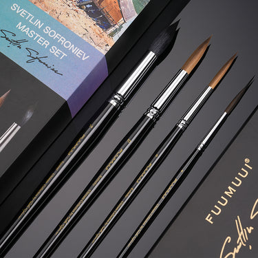 Fuumuui & Svetlin Sofroniev Master's Set Ultimate Collection avec quatre pinceaux d'artiste Kolinsky.