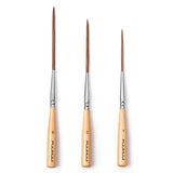 Fuumuui 3pcs long liner brush set including fine detail sizes 1, 3, 5 with natural wooden handles.