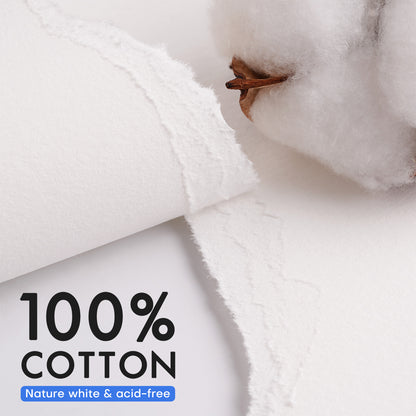 FUUMUUI 7x10” 100% Cotton Watercolor Pad – 20 Sheets, 300gsm, Cold Press, Gum-Bound on 4 Sides