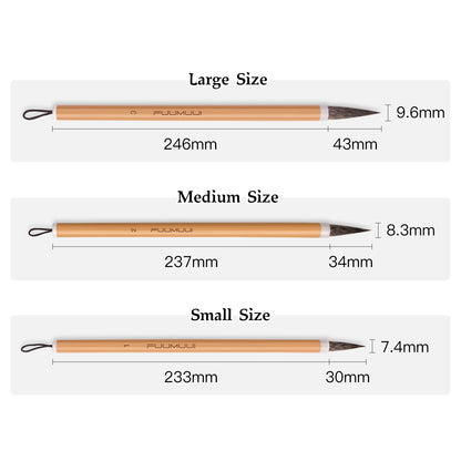 Fuumuui professional calligraphy brushes, handmade using high quality animal hair.