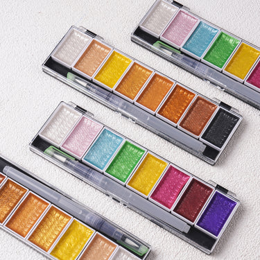 Fuumuui Ensemble de 8 Couleurs de Pigments Perlés Haute Performance pour Aquarelle deux ensembles