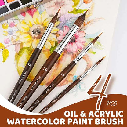 Fuumuui 4pcs/6pcs Professional Sable Watercolor Brushes