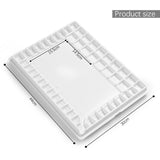 Fuumuui Professional 47-Well Watercolor Palette, white non-stick plastic art supply showing product dimensions: 44cm long, 30cm wide, with 15.5cm x 14.5cm mixing areas.
