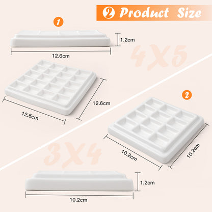 Ceramic Watercolor Palette with Lid – 12-Well &20-Well Porcelain Paint Mixing Tray for Artists, Travel & Studio Use