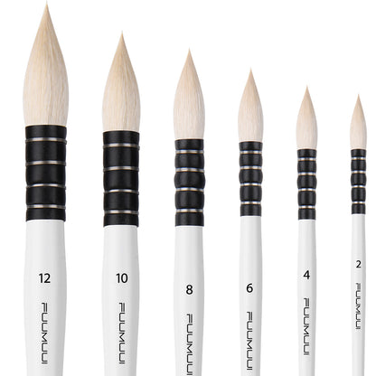 Fuumuui 6pcs Professional Watercolor Brushes