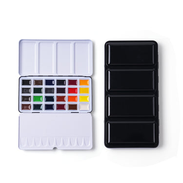 Fuumuui 24-color semi-solid opaque watercolor paint - portable