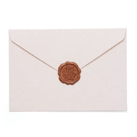 Fuumuui Watercolor Postcards with Envelope, showing a textured cream envelope sealed with a decorative copper 'For You' wax stamp.
