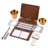 Portable 24-Well Watercolor Palette Set | Includes Travel Brush & Multi-Use Straps, Perfect for Outdoor Painting