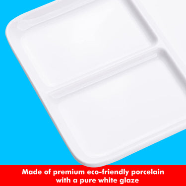 Palette de peinture d'artiste en céramique Fuumuui, porcelaine écologique de qualité supérieure, blanc pur avec glaçure brillante et godets de mélange.