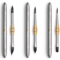 3pcs Small  Dual-Tip Silver Travel Watercolor Brushes - 6 Tip Styles,Premium Synthetic Squirrel Hair