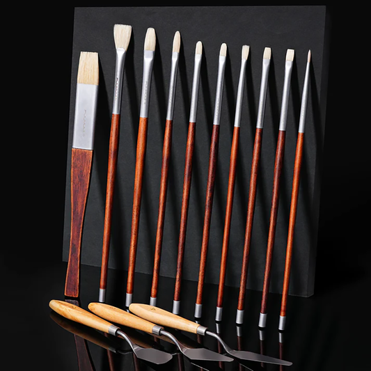 Fuumuui 13pcs Professional Bristle Oil Brushes