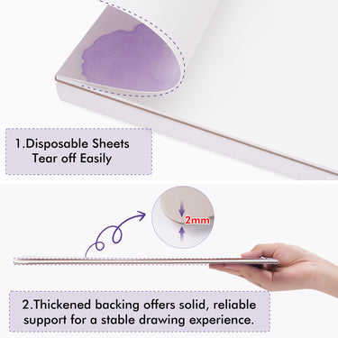 Fuumuui Einweg-Farbpaletten-Papierblock mit leicht abreißbaren Blättern und einer 2 mm verdickten Rückseite für stabiles Acryl- und Ölmalen.